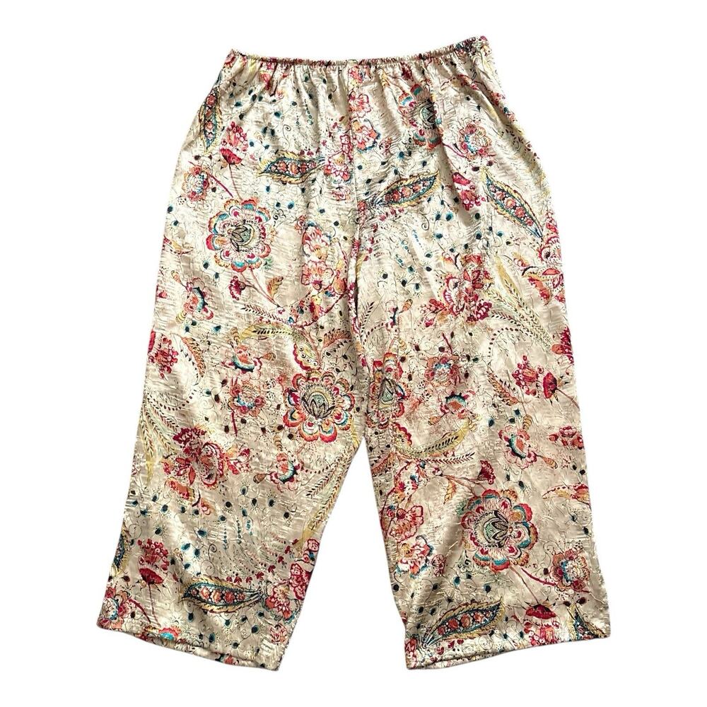 Cabernet Pajama Set Womens Medium Floral Paisley Textured 2 Piece Sleeveless - Picture 5 of 7